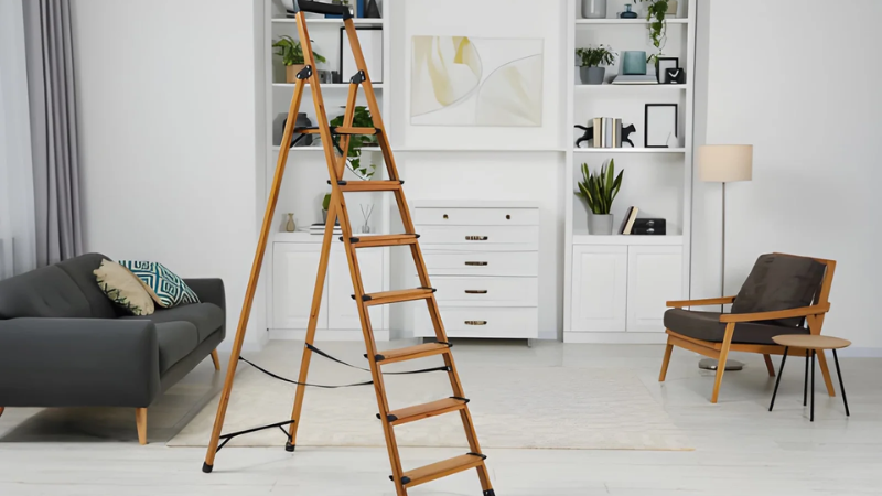 Foldable steel ladder compared with traditional ladders