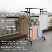 Allfold Aeronest 3-Layer Foldable Clothes Drying Rack – Rust-Resistant Stainless Steel Space-Saving Laundry Stand with 360° Mobility (80.5 x 67 x 170.5 cm)