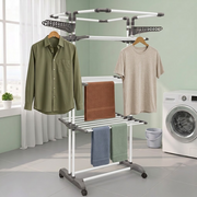 Allfold Clofera Plus 4-Layer Foldable Clothes Drying Rack – 7-Layer Robotics Powder Coated Mild Steel Frame, Multi-Tier Capacity with 360° Wheels (80.5 x 69 x 201 cm)