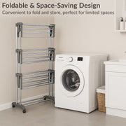 Allfold Aeronest 3-Layer Foldable Clothes Drying Rack – Rust-Resistant Stainless Steel Space-Saving Laundry Stand with 360° Mobility (80.5 x 67 x 170.5 cm)
