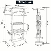 Allfold Aeronest Plus 4-Layer Foldable Clothes Drying Rack – Rust-Resistant Stainless Steel Frame, Multi-Tier Drying Capacity with 360° Wheels (80.5 x 69 x 201 cm)