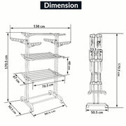 Allfold Clofera 3-Layer Foldable Clothes Drying Rack – 7-Layer Robotics Powder Coated Mild Steel Frame with 360° Mobility  (80.5 x 67 x 170.5 cm)